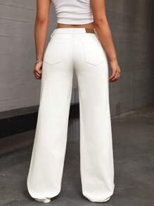 SHEIN Tall 女士實色簡約風格日常牛仔褲