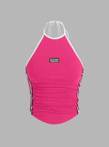 SHEIN ICON 2pcs Color Block Striped Side Tie Halter Y2k Top (Pack Of 2) - Multicolor - View 4