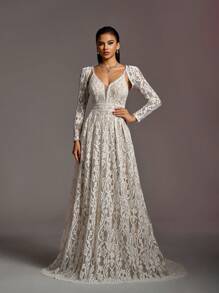 Faeriesty Váy ren thanh lịch hai mảnh màu trắng trang trọng cho tiệc tối dự tiệc cưới, tốt nghiệp, tiệc tối - trắng - Xem 2