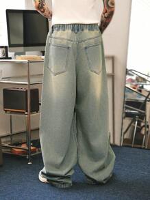 Manfinity Hypemode Y2K復古街頭風格男士淺藍色寬鬆牛仔褲