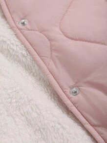 DAZY 女士休闲纯色棉服外套，冬季，冬季女装，冬季外套女式夹克 - 粉色 - 查看 12