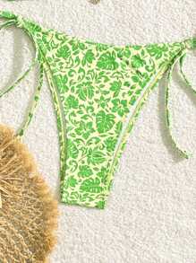 SHEIN Swim 印花沙滩装两件套比基尼套装，印花图案随机选择夏日海滩 - 綠色 - 查看 5