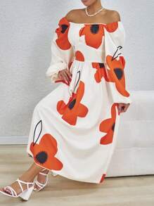 Chiquease Vestido tejido con estampado floral, con cintura ajustada y detalle de corte frontal - Multicolor - Ver 4