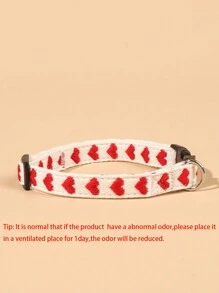 PETSIN 1pc Heart Pattern Jacquard Soft Pet Collar Suitable For Small Cats And Dogs (Not Suitable For Large Dogs)
