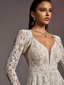 Faeriesty Váy ren thanh lịch hai mảnh màu trắng trang trọng cho tiệc tối dự tiệc cưới, tốt nghiệp, tiệc tối - trắng - Xem 4