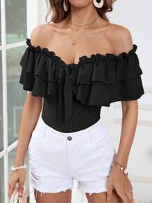 SHEIN VCAY Dames effen kleur eenvoudig alledaags off-shoulder T-shirt