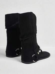 Styleloop Dames effen kleur teenslipper zijrits enkellaarsjes en korte laarzen