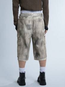 Manfinity Denimwave Y2K Retro Streetwear Men's Vintage Workwear Baggy Denim Shorts With Dirty And Worn-Out Look, JORTS