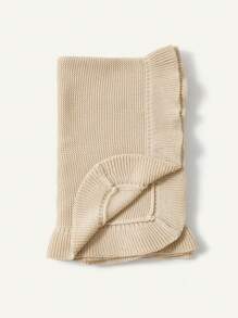 Solid Color Knitted Ruffle Edge Comfortable Baby Blanket Love Valentine - Khaki - View 3