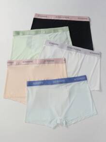 5 条装 青少年男孩简约弹力腰带纯色透气运动三角裤