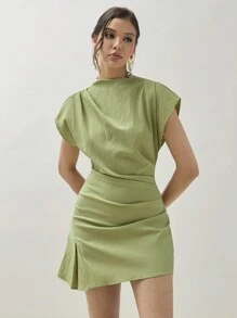 SHEIN X ELOISA & ORSON COSMINA Camisa de uso diario sencilla y lisa, sin arrugas para mujeres
