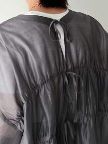 FRIFUL Women's Solid Color Simple Daily Wear Long Sleeve Shirt,Ruffle,Fall Clothes