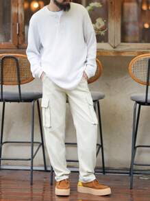Manfinity Homme Pantaloni in denim dritti grigi chiaro, casual e ampi dal taglio vintage americano per uomo