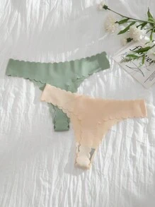 Juego de 8 tangas cómodos y sin costuras, sexy, bragas sin costuras - Multicolor - Ver 8