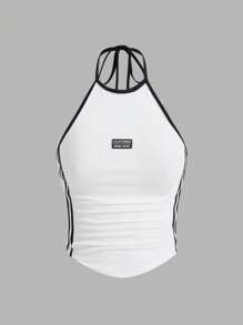 SHEIN ICON 2pcs Color Block Striped Side Tie Halter Y2k Top (Pack Of 2) - Multicolor - View 6