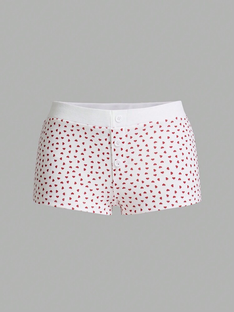 Sweetina Shorts para mujeres con estampado de corazones para uso diario