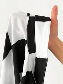 SHEIN Coolane Women's Street Style Cool Grid Patterned Shirt For Spring And Summer Mix-And-Match - Black and White - View 6
