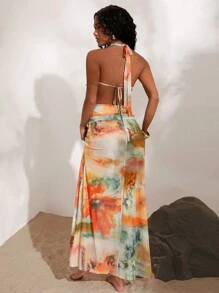 Opulessa 女士彩虹染色深V領露背連衣裙 - 彩色 - 查看 2