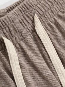 Livesso 女士舒适时尚宽松针织直筒休闲裤，带抽绳，适合睡衣、秋冬穿着