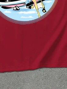 Manfinity RSRT 男士夏季棕櫚樹字母印花圓領短袖休閒T恤和束腰短褲套裝 - 彩色 - 查看 5