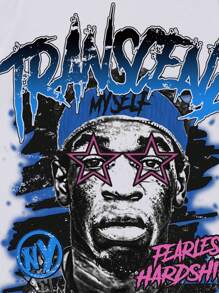 ROMWE MEN Street Life Men's Printed Round Neck Casual Short Sleeve T-Shirt, Summer, School - White - View 5