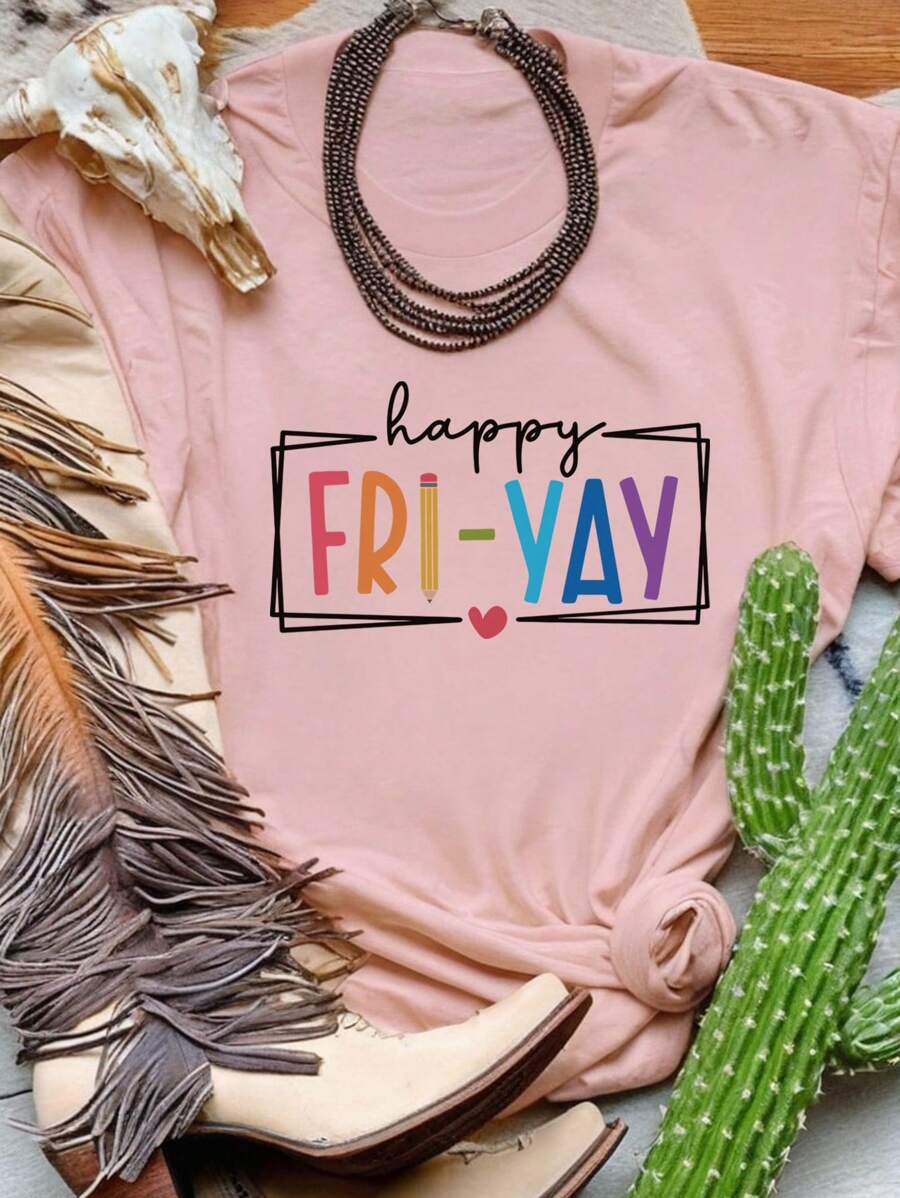 INAWLY T-shirt z krótkim rękawem i okrągłym dekoltem w kształcie liter, damska letnia koszulka z pulowerem