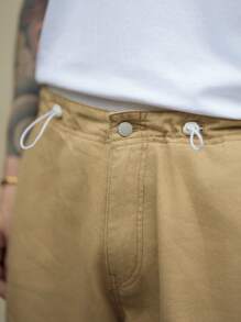 Manfinity Homme Jeans sueltos y de pierna recta de estilo retro americano para hombres, color caqui