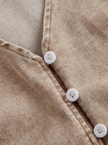 SHEIN MOD Plus Size Denim Vest, Vintage Tie-Up Bodycon Sleeveless Jacket, Going Out Tops, Cute School Tops, Back To School Clothes, Preppy Tops, Khaki Tops, Tight Tops, Cute Women Shirts, Fitted Shirt, Fall Clothes - Khaki - View 3