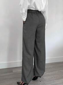 Siren Gaze Pantalon à jambe droite ample avec placket diagonal polyvalent haut de gamme gris décontracté de bureau et de voyage pour hommes, pantalon large