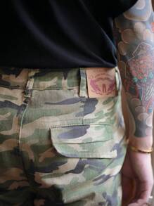 Manfinity Homme Herren lose Passform Military Stil Tarnung Jeans mit amerikanischem Vintage Lässig stil