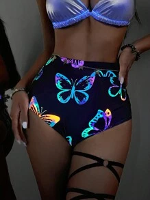 EgrlEra Colorful Fluorescent Butterfly Printed Super Short Shorts Y2K Outfit 