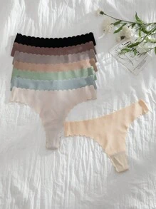 Juego de 8 tangas cómodos y sin costuras, sexy, bragas sin costuras - Multicolor - Ver 4