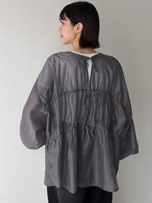 FRIFUL Women's Solid Color Simple Daily Wear Long Sleeve Shirt,Ruffle,Fall Clothes