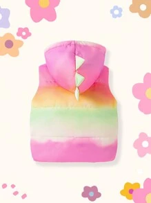 SHEIN 女宝宝无袖连帽渐变色加厚外套，2024年新品，舒适、温暖、简约、时尚 - 彩色 - 查看 2