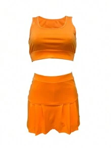 Lente/zomer nieuwe Europese en Amerikaanse sportieve sexy effen kleur vest-top en rokset