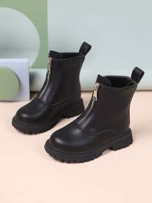 Kids' Black Fashionable Slip-On Casual Boots