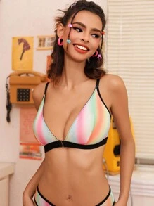 SHEIN Women's Sexy Front Closure Color Gradient Bra - Multicolor - View 4
