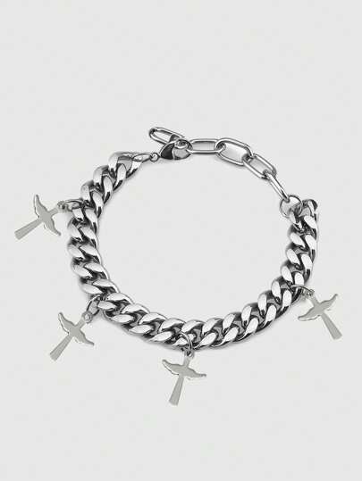 Grunge Punk 1pc Halloween Cross Chain Bracelet
