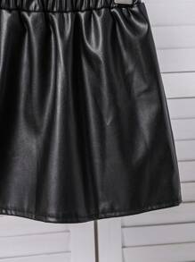 嬰兒女童粉色多口袋牛仔外套配黑色時尚英文字印花T卹和黑色A字裙，秋冬裝套裝(3件) - 粉色 - 查看 6