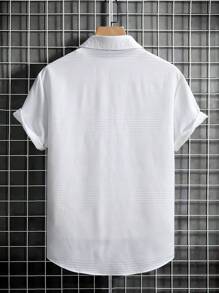 Manfinity RSRT 男士纯色纯色纽扣休闲短袖衬衫男友礼物男士夏季衬衫男士白色上衣男士白色上衣男士白色衬衫