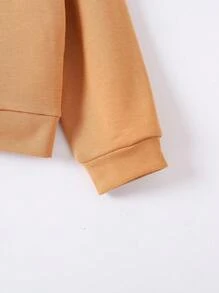 SHEIN Chaqueta informal con capucha y cierre de cremallera de unicolor para niñas pequeñas con mangas largas
