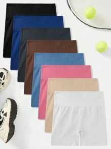 Easithlete Quần short thể thao màu trơn co giãn cao không đường may cho nữ, trang phục thường ngàyQuần short thể thao nữ, quần short tập gym, quần short đi xe đạp - Nhiều màu - Xem 3