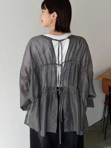 FRIFUL Women's Solid Color Simple Daily Wear Long Sleeve Shirt,Ruffle,Fall Clothes