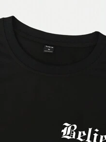 Manfinity Roughcore Men Funny Sculpture Printed Round Neck Short Sleeve T-Shirt, For , Friends, Graphic T Shirt Statue Tee, David Men's Statement 2000s Style - Black - View 4