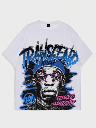 Street Life Camiseta casual de manga corta con cuello redondo estampada para hombres, verano, escuela