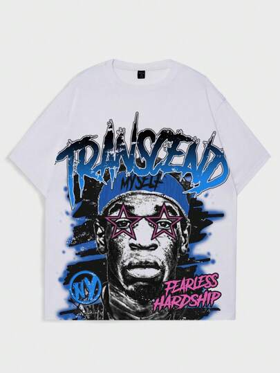 Street Life Men's Printed Round Neck Casual Short Sleeve T-Shirt, Summer, School