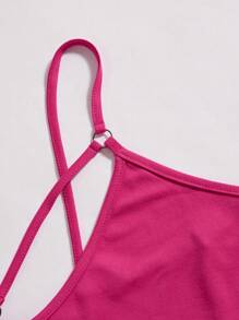 Plus Size Summer Casual Low Cut Hollow Out Asymmetrical Hem Cami Pajama Top