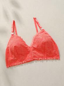 SHEIN Sujetador de espagueti para mujeres embarazadas con parche de encaje y unicolor - Naranja - Ver 4