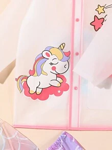 Cute Unicorn & Bunny Printed Outdoor Waterproof Raincoat For Toddler Girls, Ideal For Hiking And Playtime