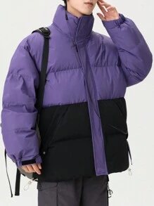 Claim Dot Men's Color Block Simple Daily Stand Collar Casual Padded Coat